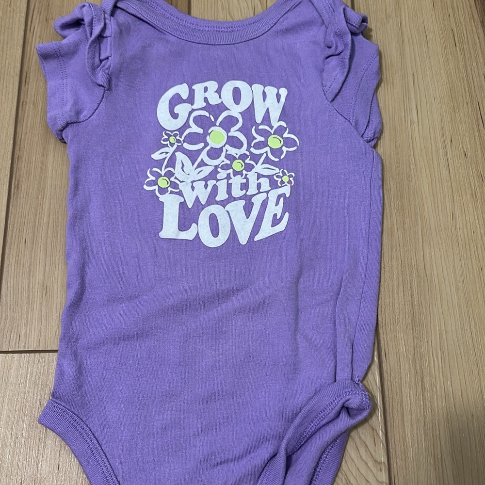 Purple Bodysuit One Piece with Grow Love Design